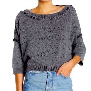 Free People Grey Cropped Sweater